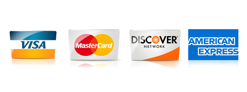 Visa, MasterCard, Discover and American Express cards